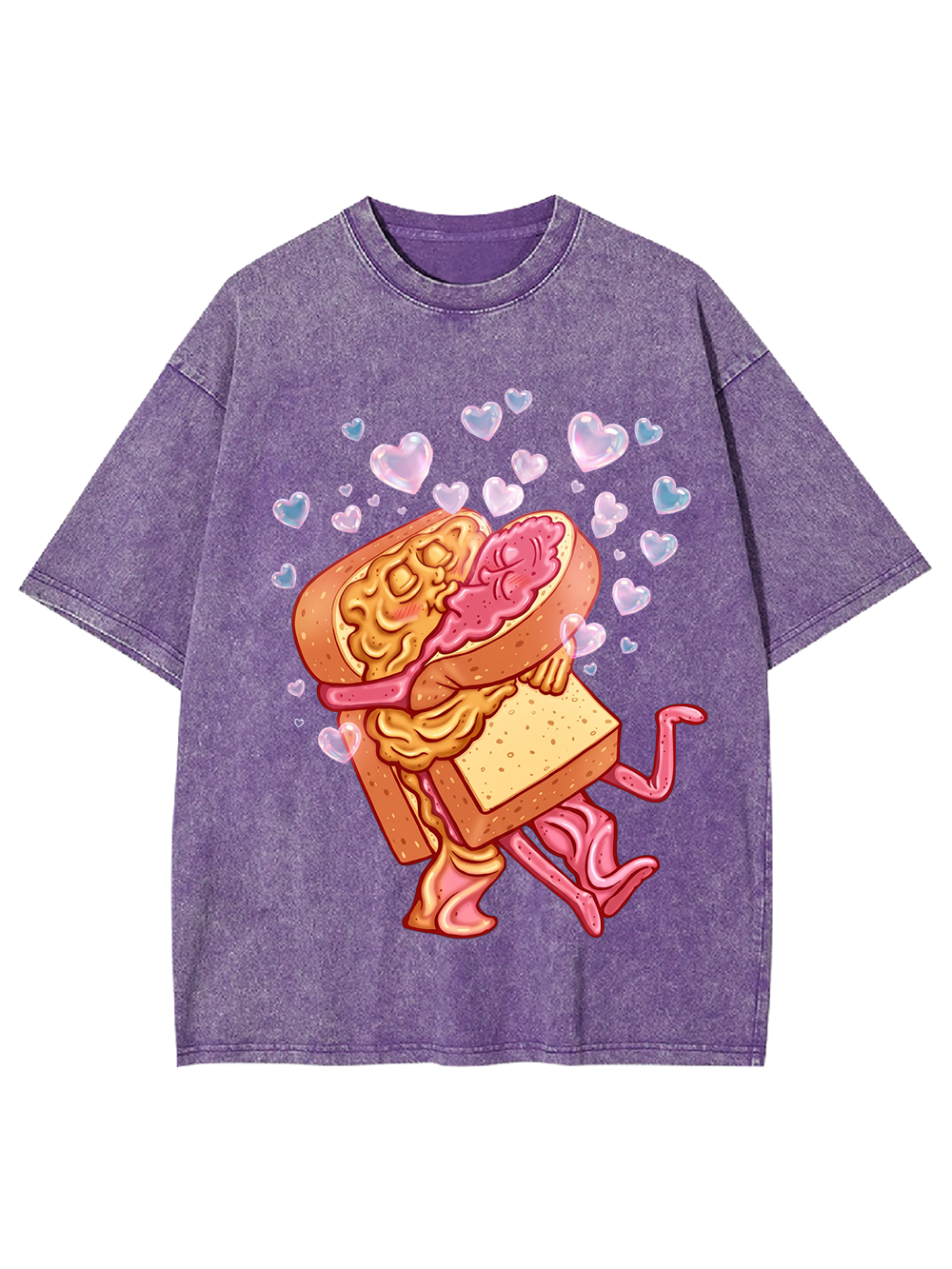 Pink Cute Hugging Sandwich Washed Tshirt