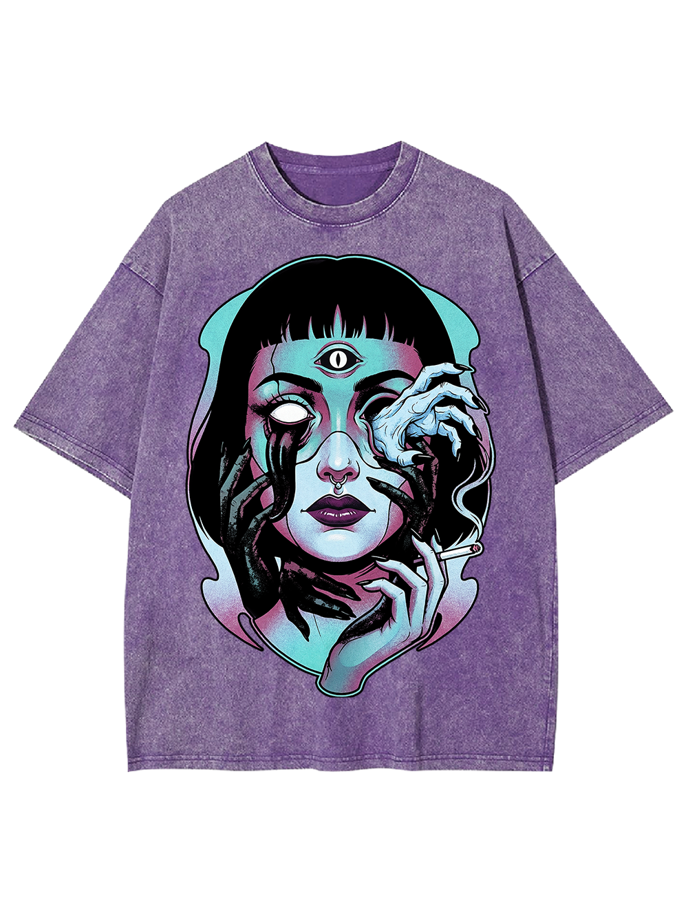 Haunting Third Eye Illustration Washed Tshirt