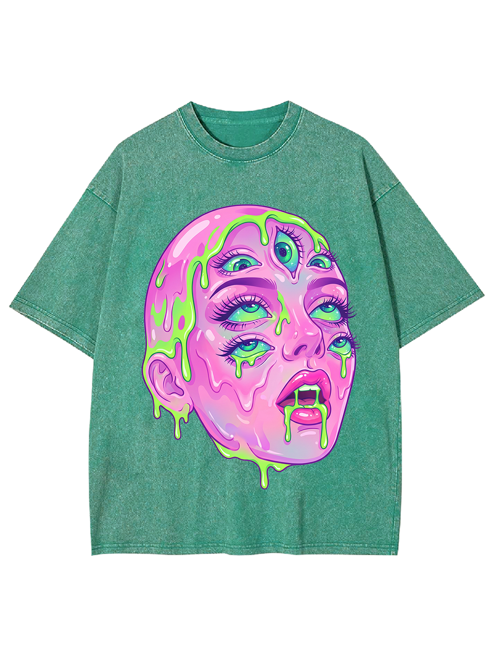 Trippy Multi-Eye Horror Art Washed Tshirt