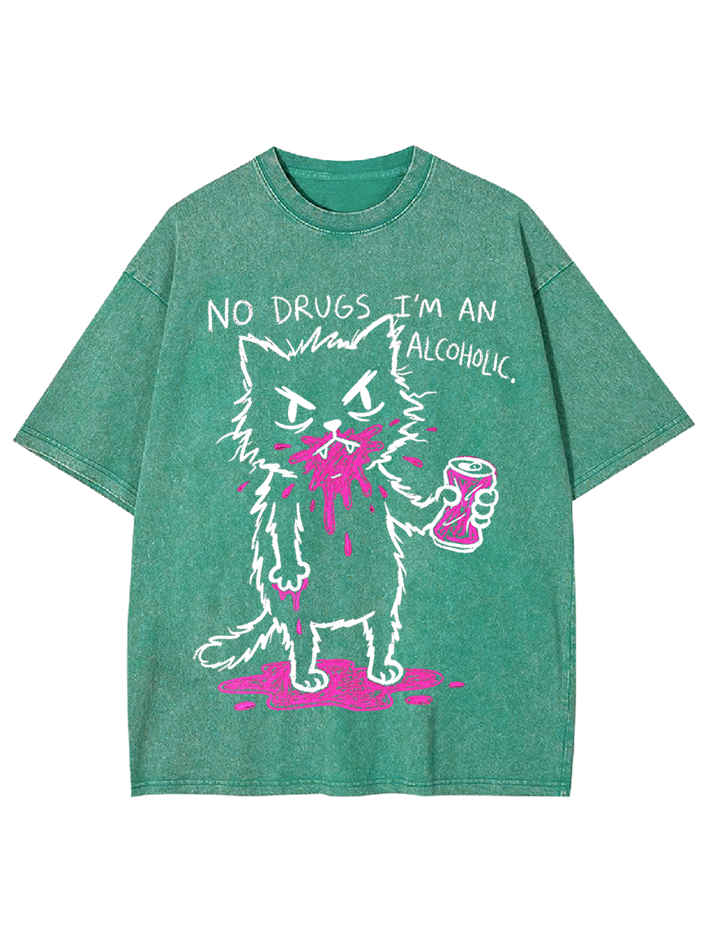 NO DRUGS I'M AN ALCOHOLIC WASHED TSHIRT