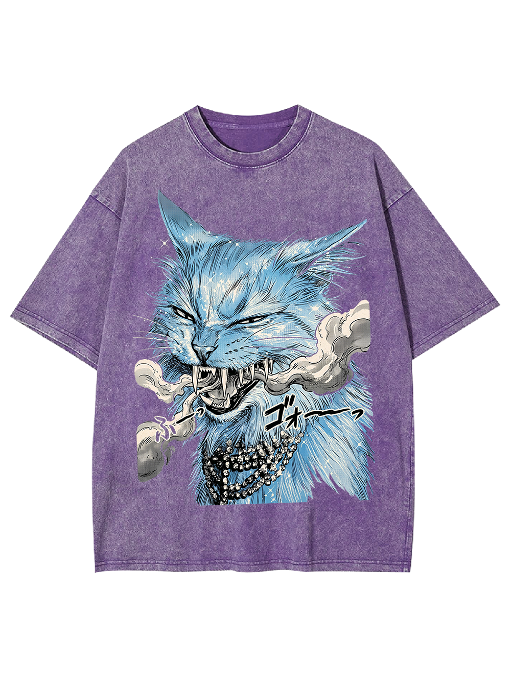 ANIME FURY CAT WASHED TSHIRT