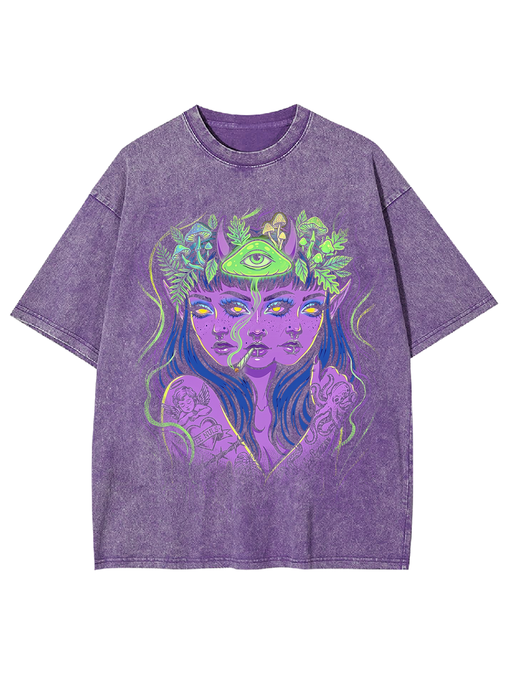 TRIPLE HEADED SHAMAN WASHED TSHIRT
