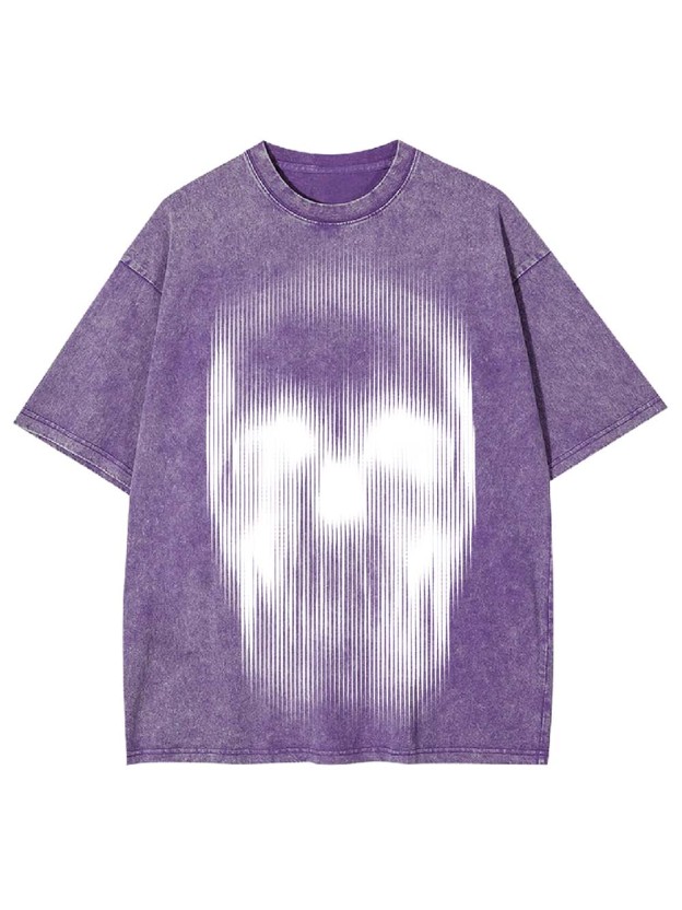 Distorted Skull Art Washed Tshirt