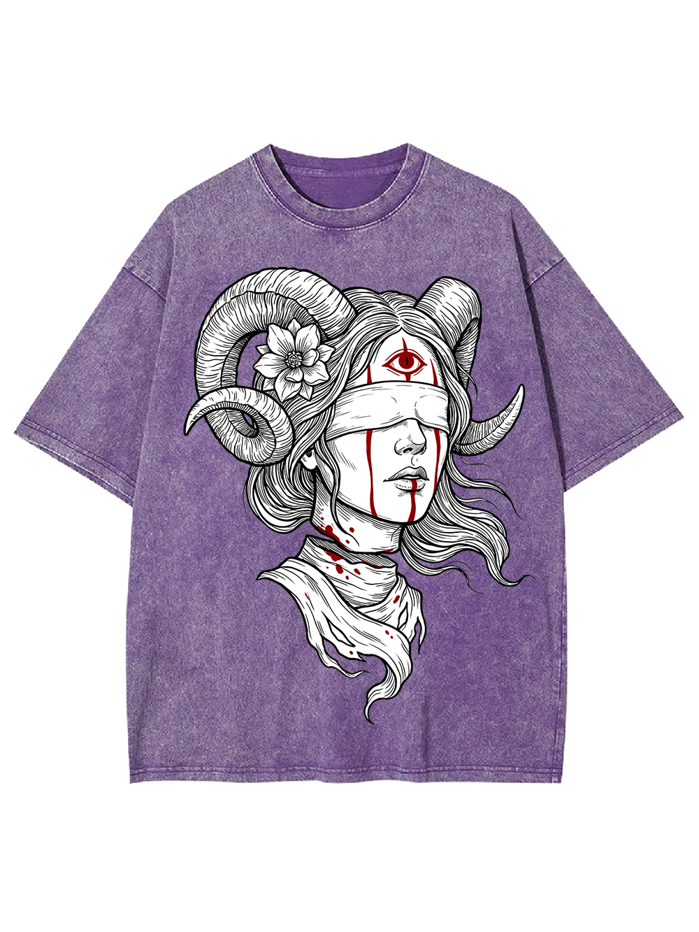 RAM HORN GIRL BLOODY NECK WASHED TSHIRT
