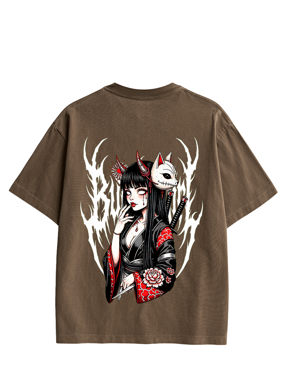 FOX MASK ENCHANTRESS DOUBLE SIDED PRINT WASHED TSHIRT