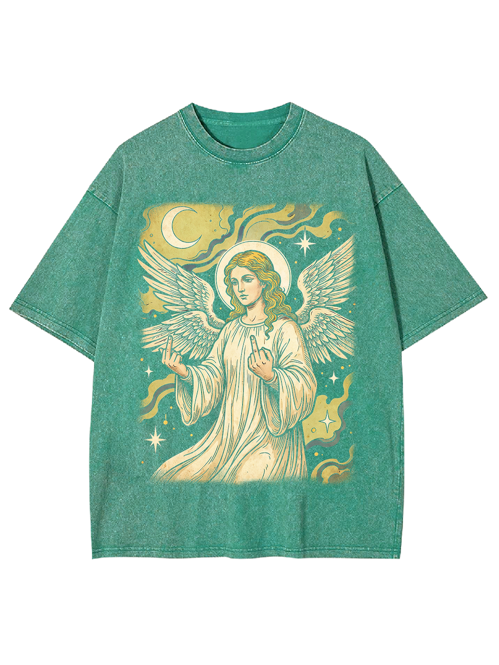 REBELLIOUS ANGEL MIDDLE FINGER WASHED TSHIRT