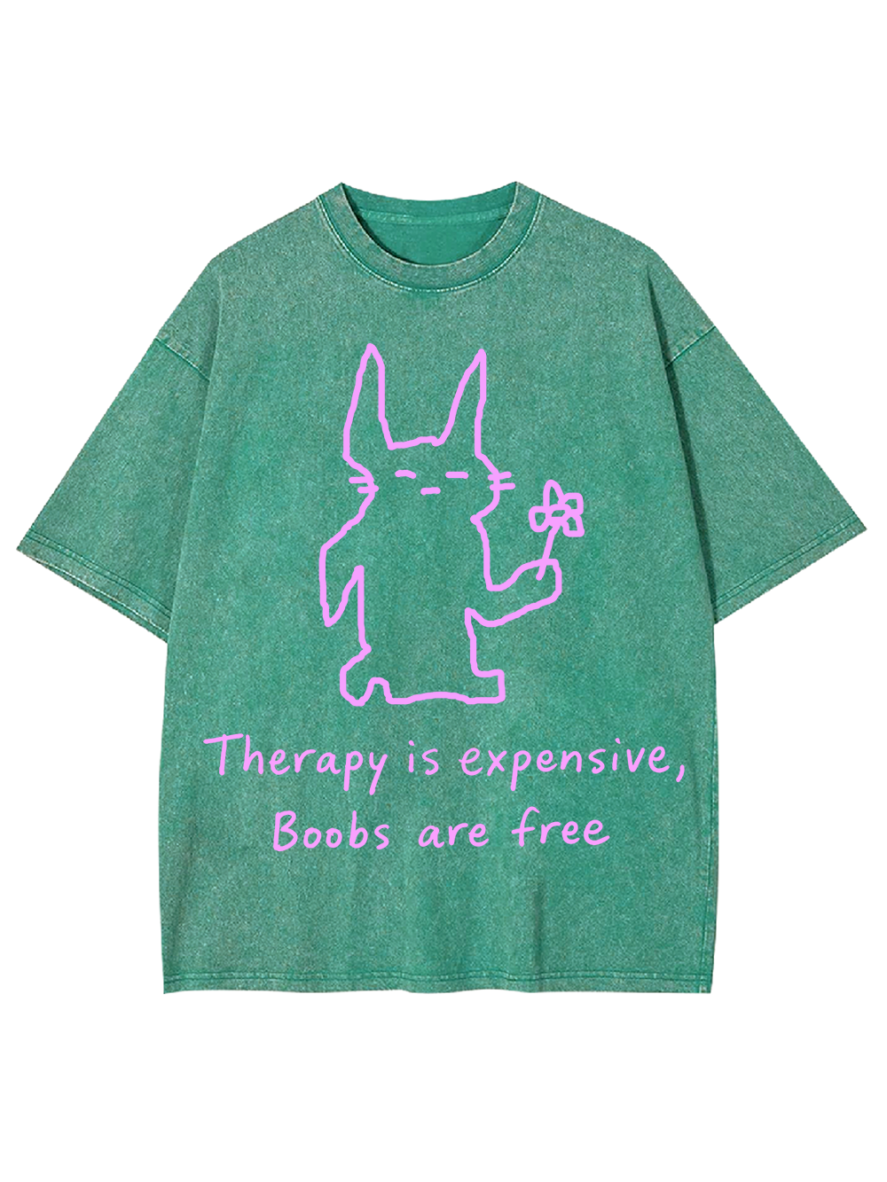 THERAPY IS EXPENSIVE,BOOBS ARE FREE WASHED TSHIRT
