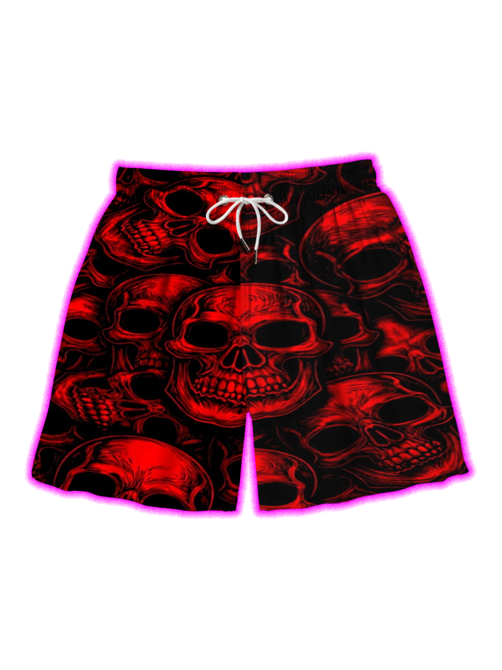 RED INFERNO SKULL ALL OVER PRINT SHORTS