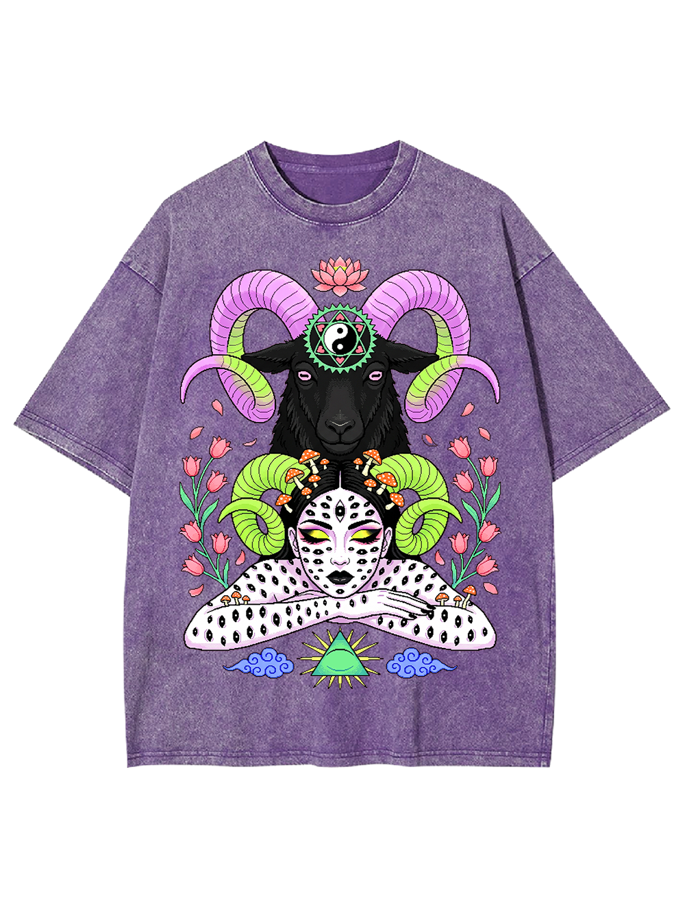 MYSTIC GOAT AND LEOPARD WASHED TSHIRT