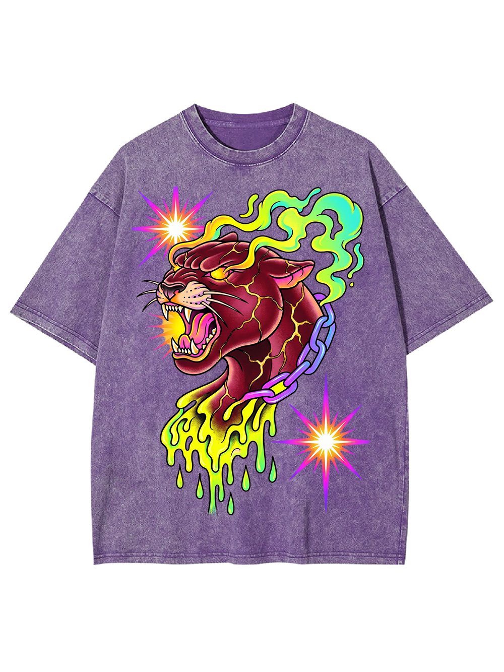 NEON FLAME PANTHER WASHED TSHIRT