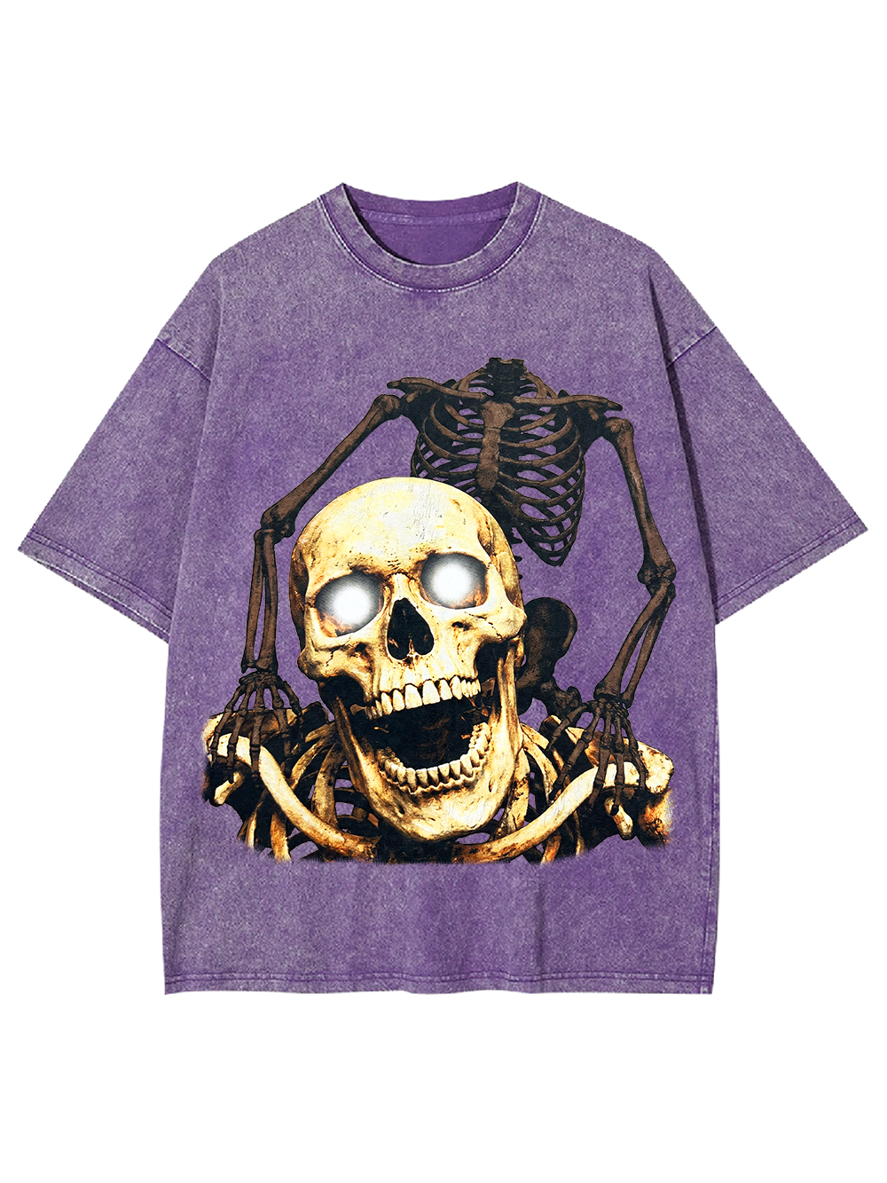 LAUGHING GLOWING SKULL WASHED TSHIRT
