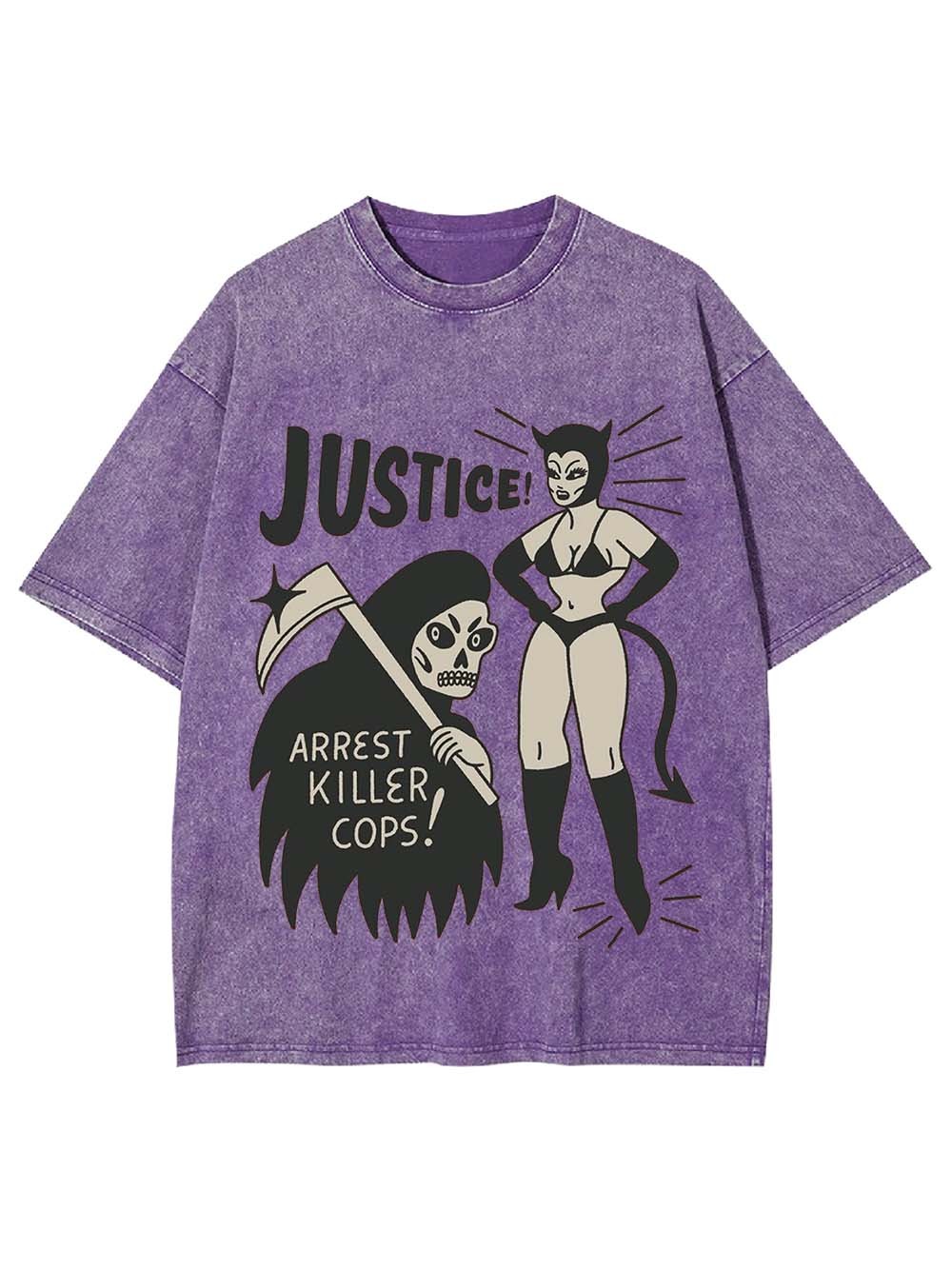 Justice! Washed Tshirt-ClassyOutlaw Sale