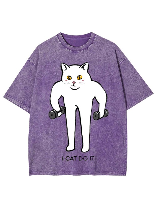 I Cat Do It Washed Tshirt