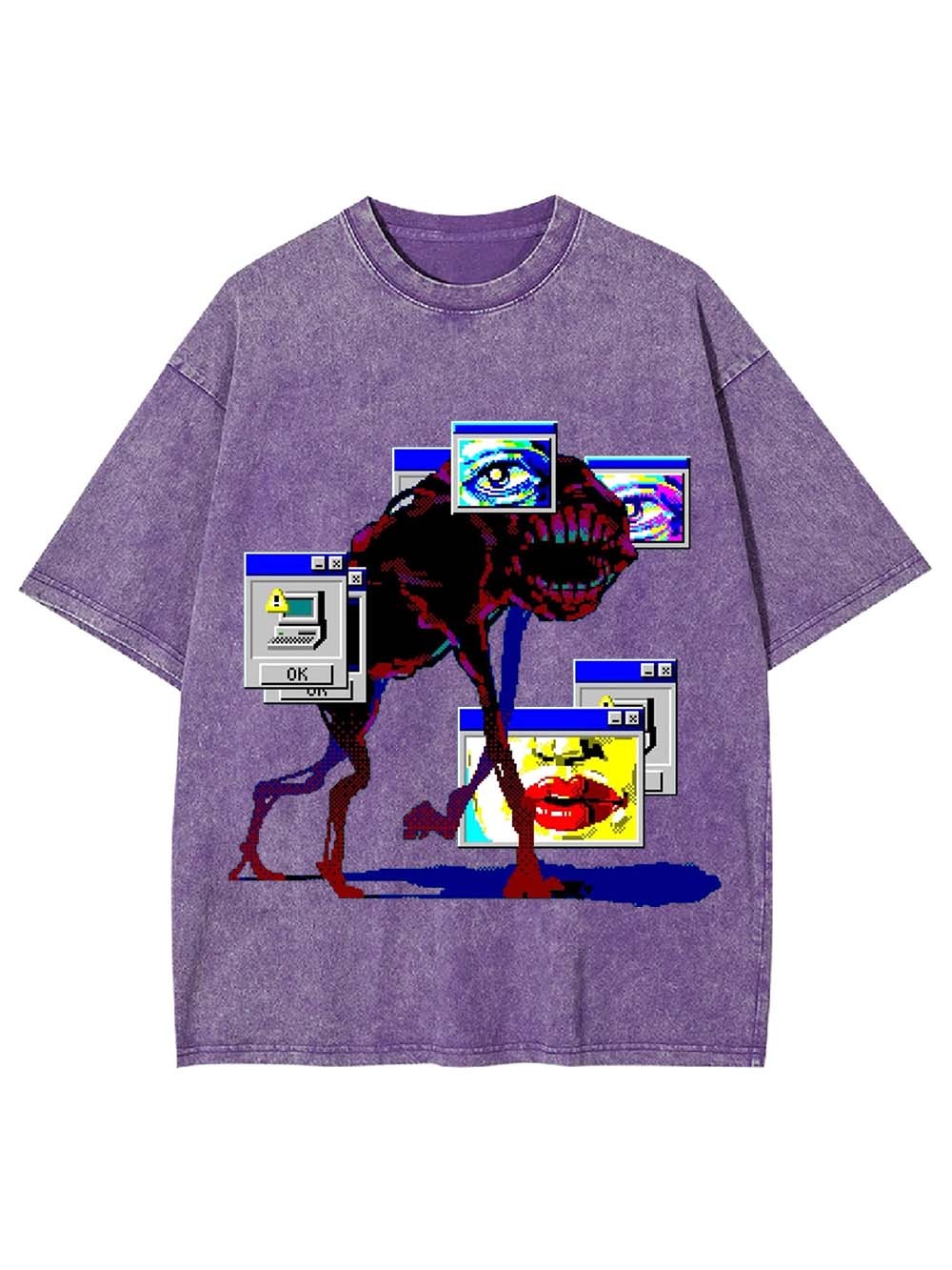 Glitch Aesthetic Creature Washed Tshirt