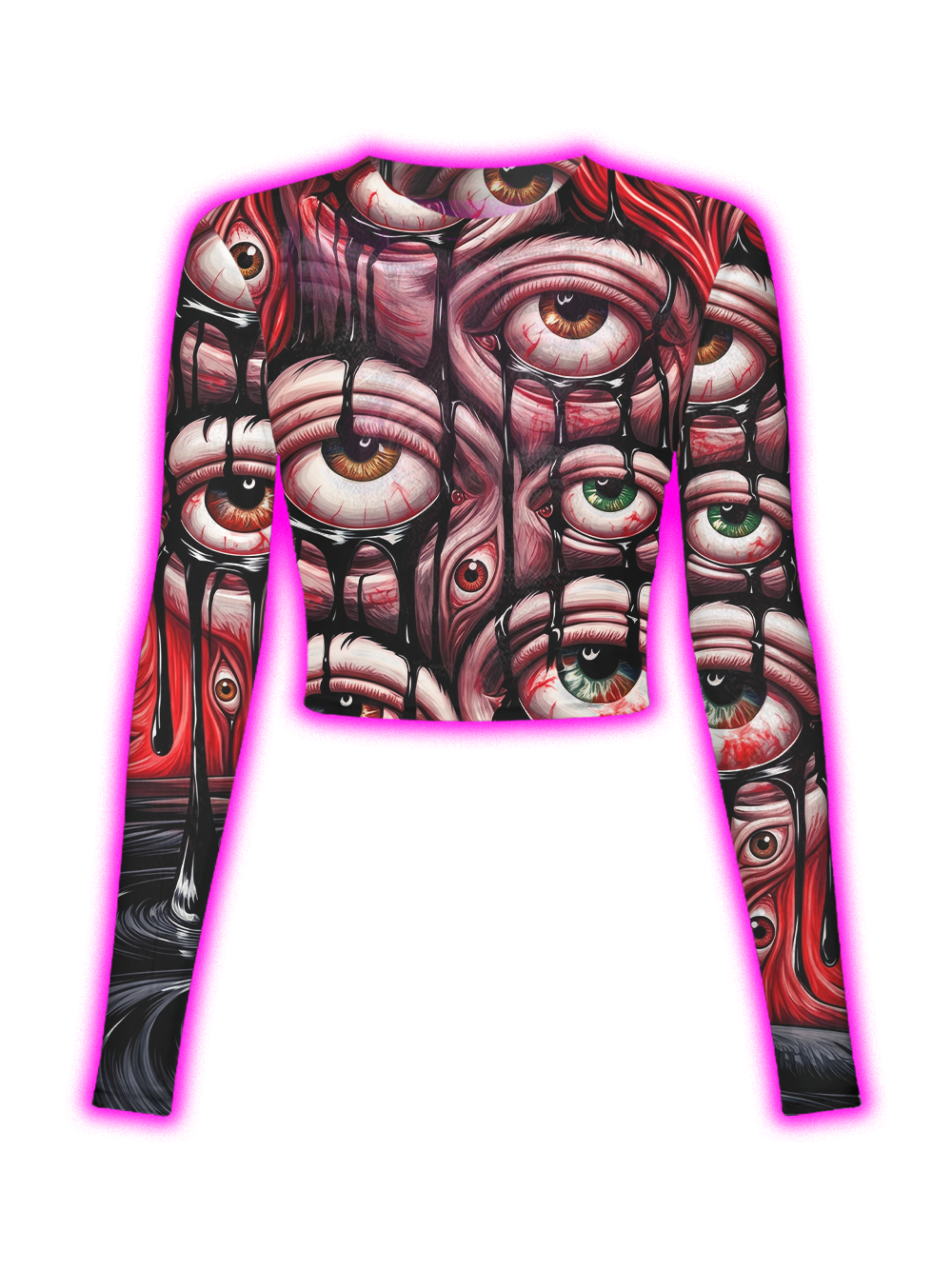 BLOODSHOT MELTING EYES MESH TOP