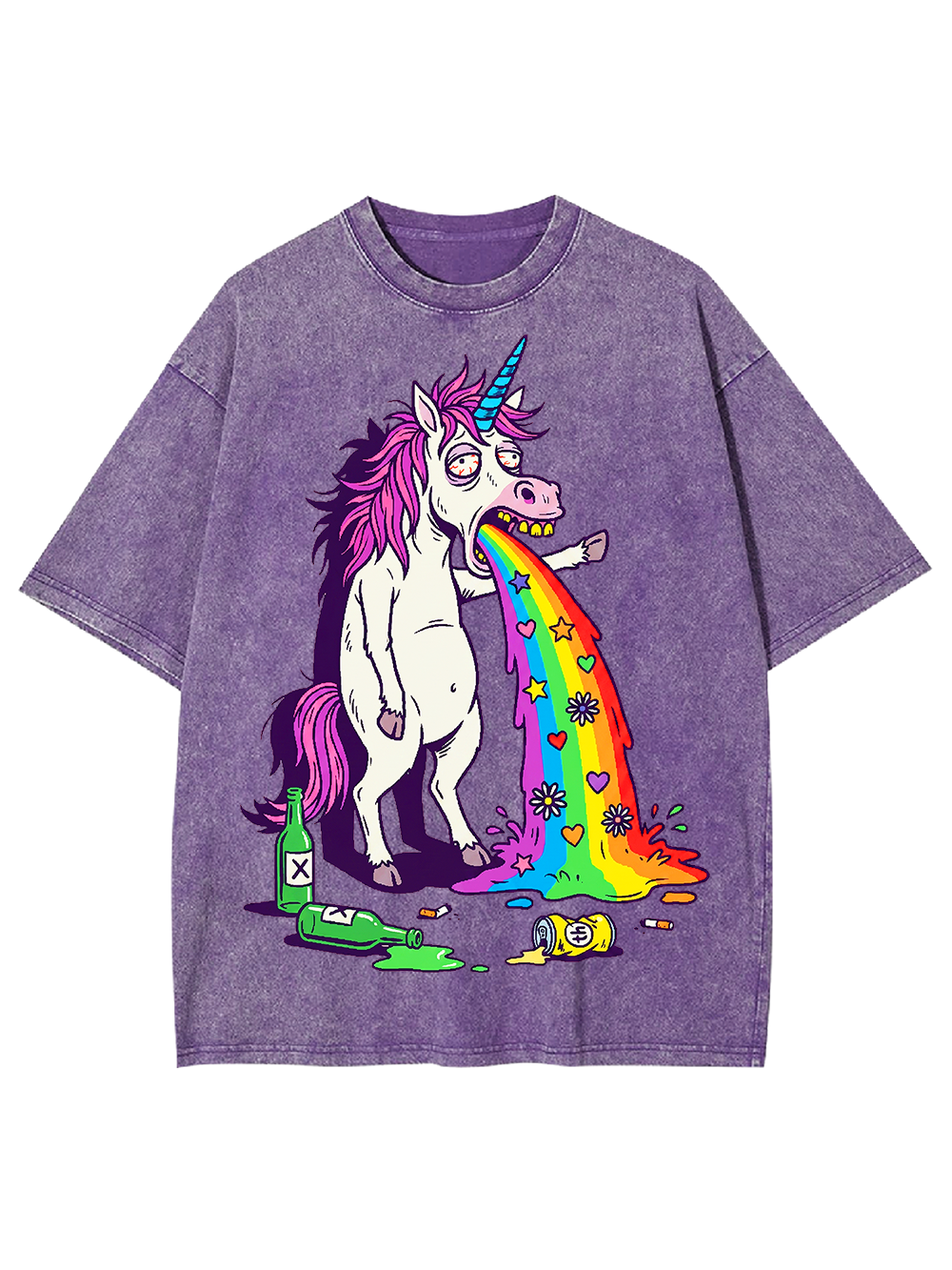 VOMITING RAINBOW UNICORN WASHED TSHIRT