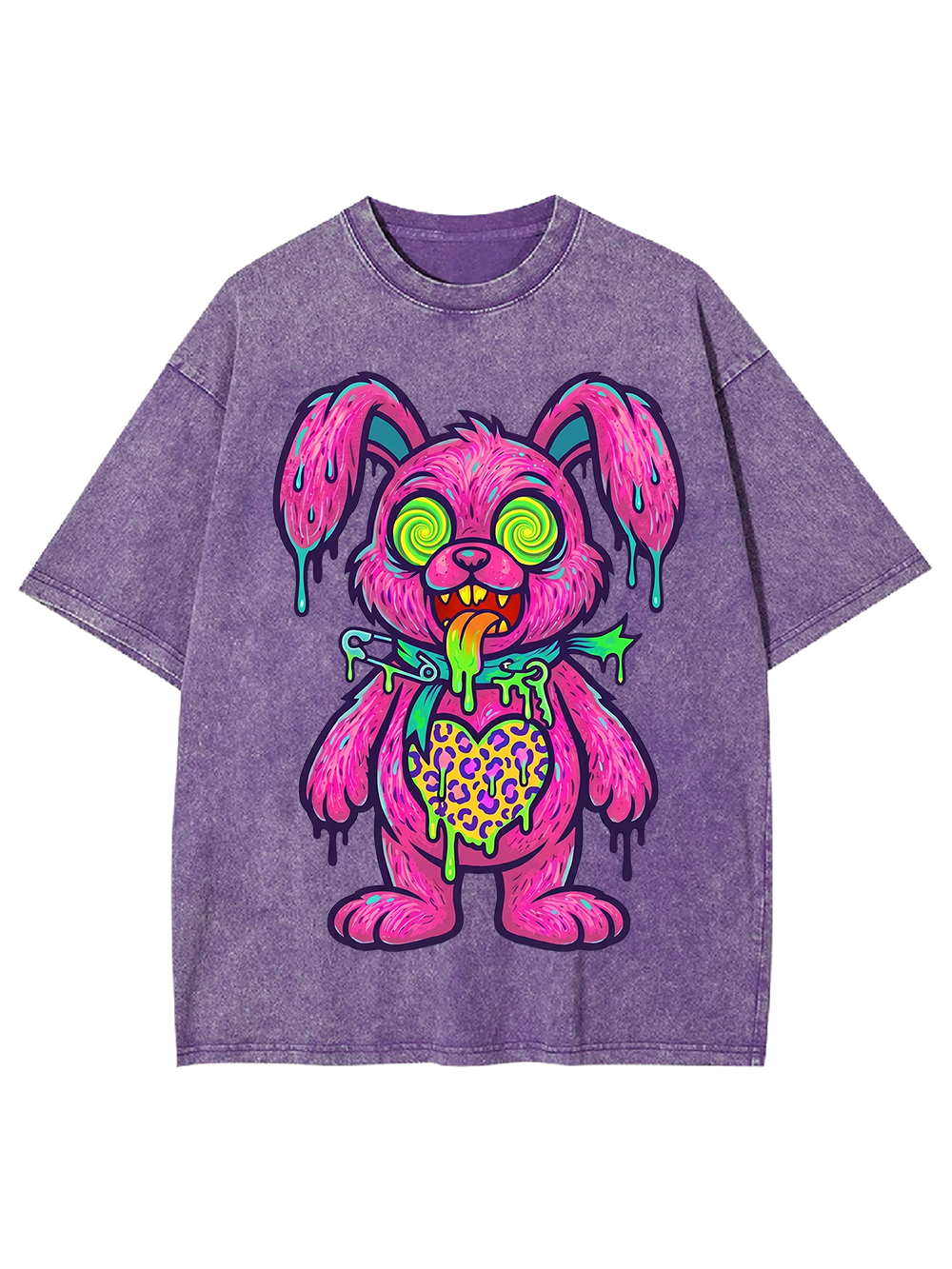 PSYCHEDELIC ZOMBIE BUNNY WASHED TSHIRT