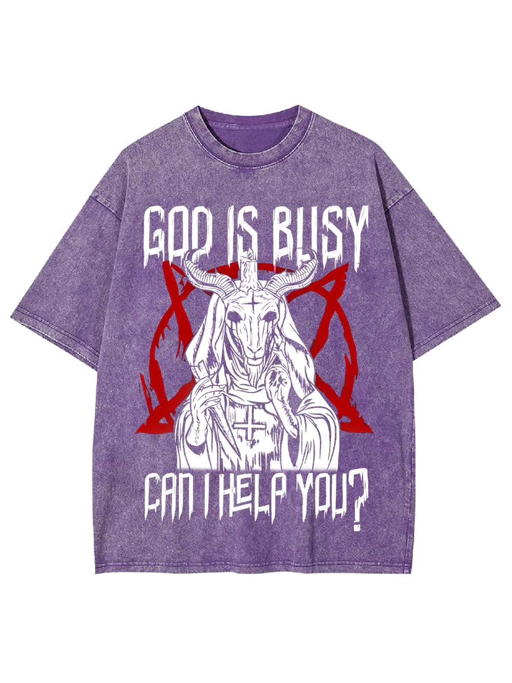 God Is Busy, Can I Help You? Washed Tshirt