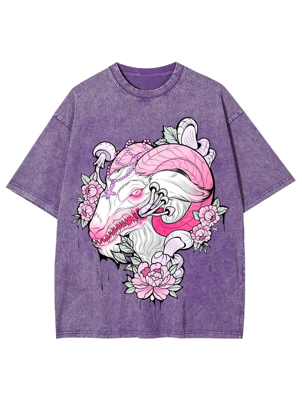 Floral Demon Majesty Washed Tshirt