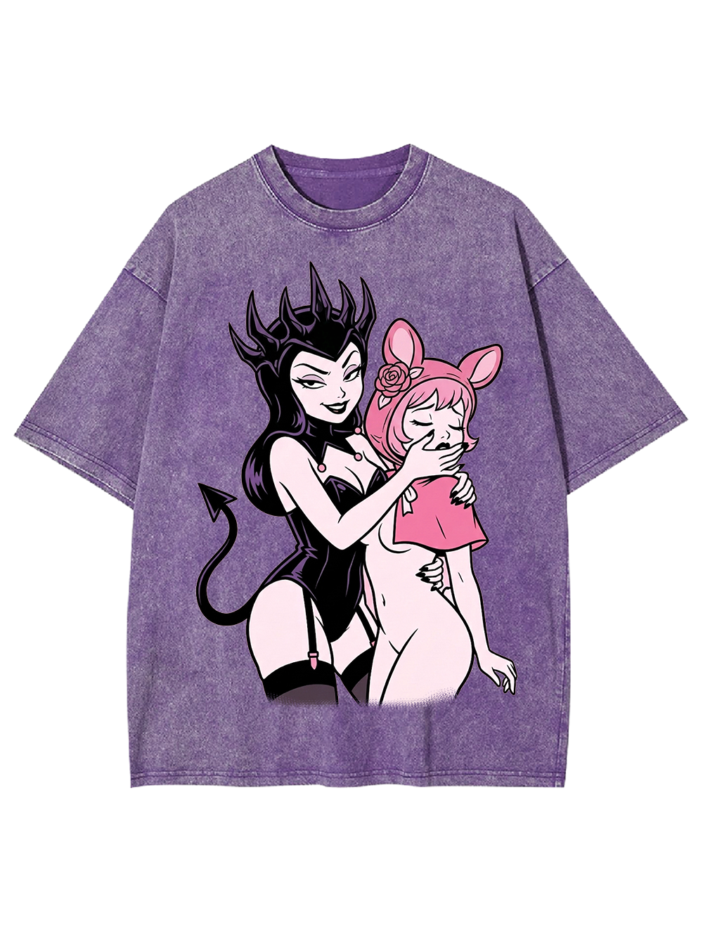 DEMON GIRL AND BUNNY GIRL WASHED TSHIRT