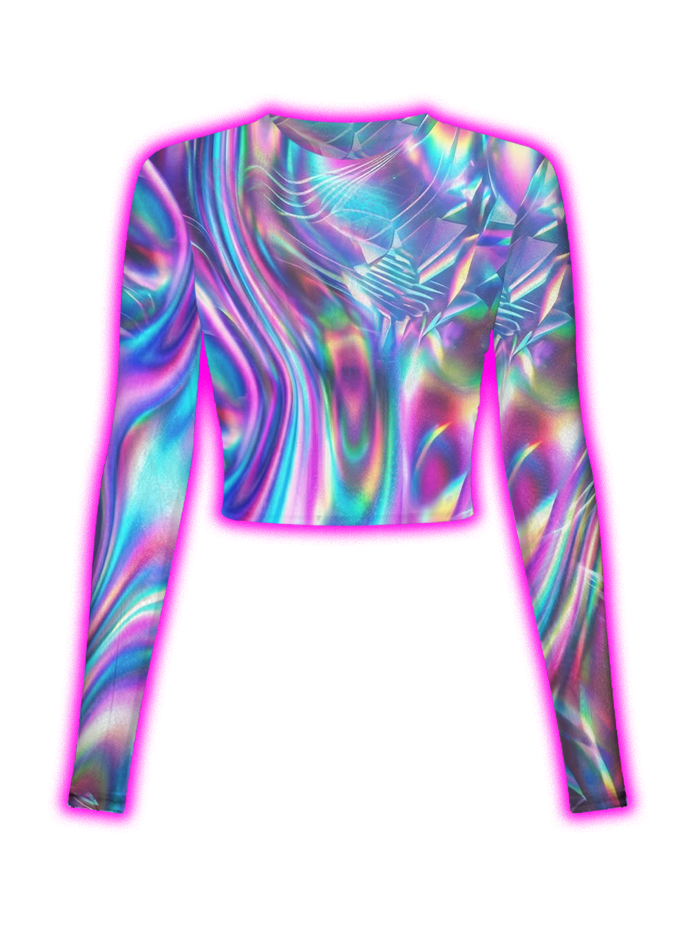 HOLOGRAPHIC RAINBOW SWIRL MESH TOP