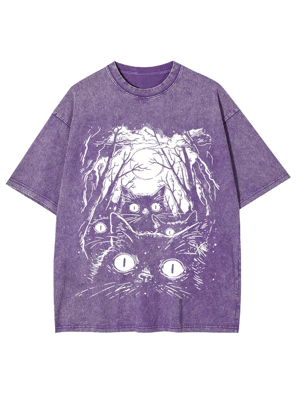 Moonlit Cat Gaze Washed Tshirt