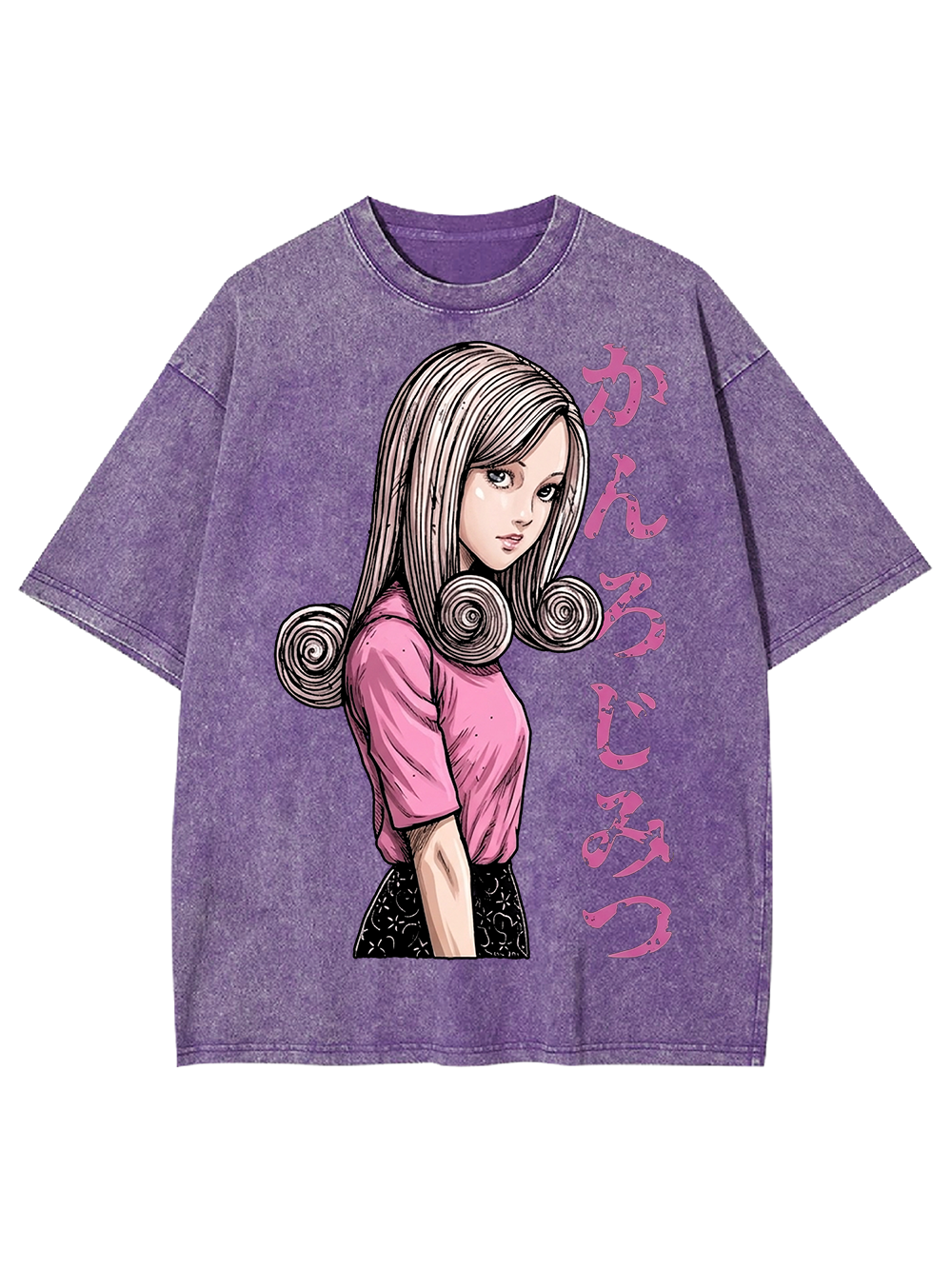 SPIRAL HAIRED GIRL IN PINK AAA WASHED TSHIRT