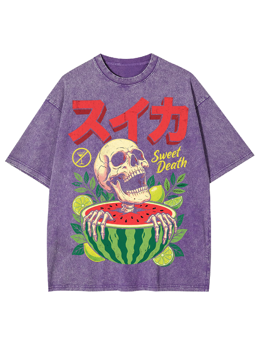 SWEET DEATH WATERMELON SKULL AAA WASHED TSHIRT