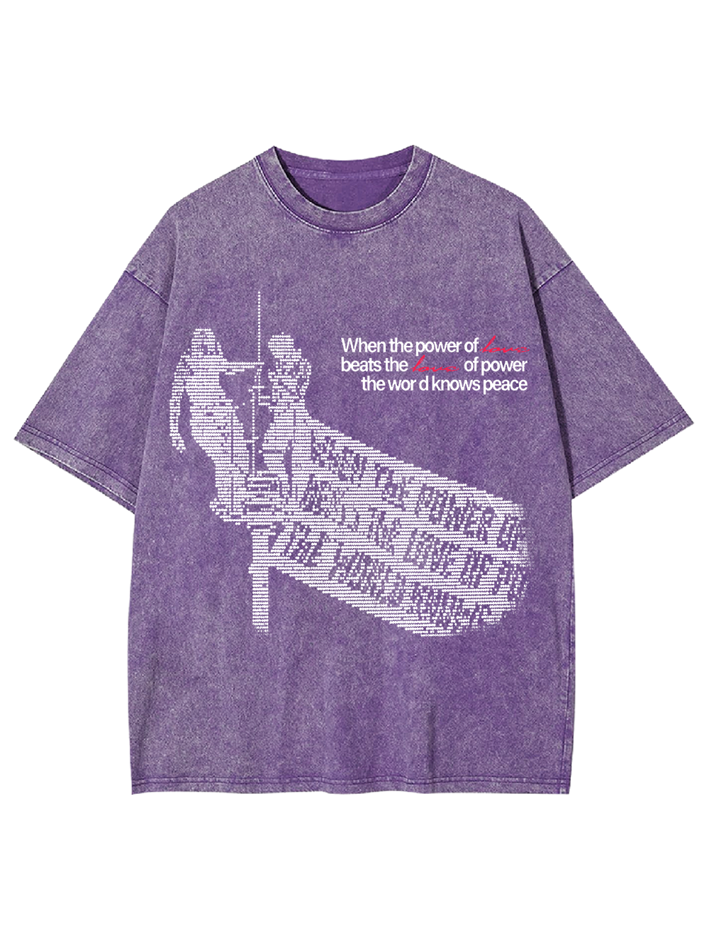 POWER LOVE PEACE WASHED TSHIRT