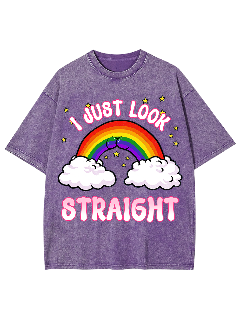 I JUST LOOK STRAIGHT AAA WASHED TSHIRT