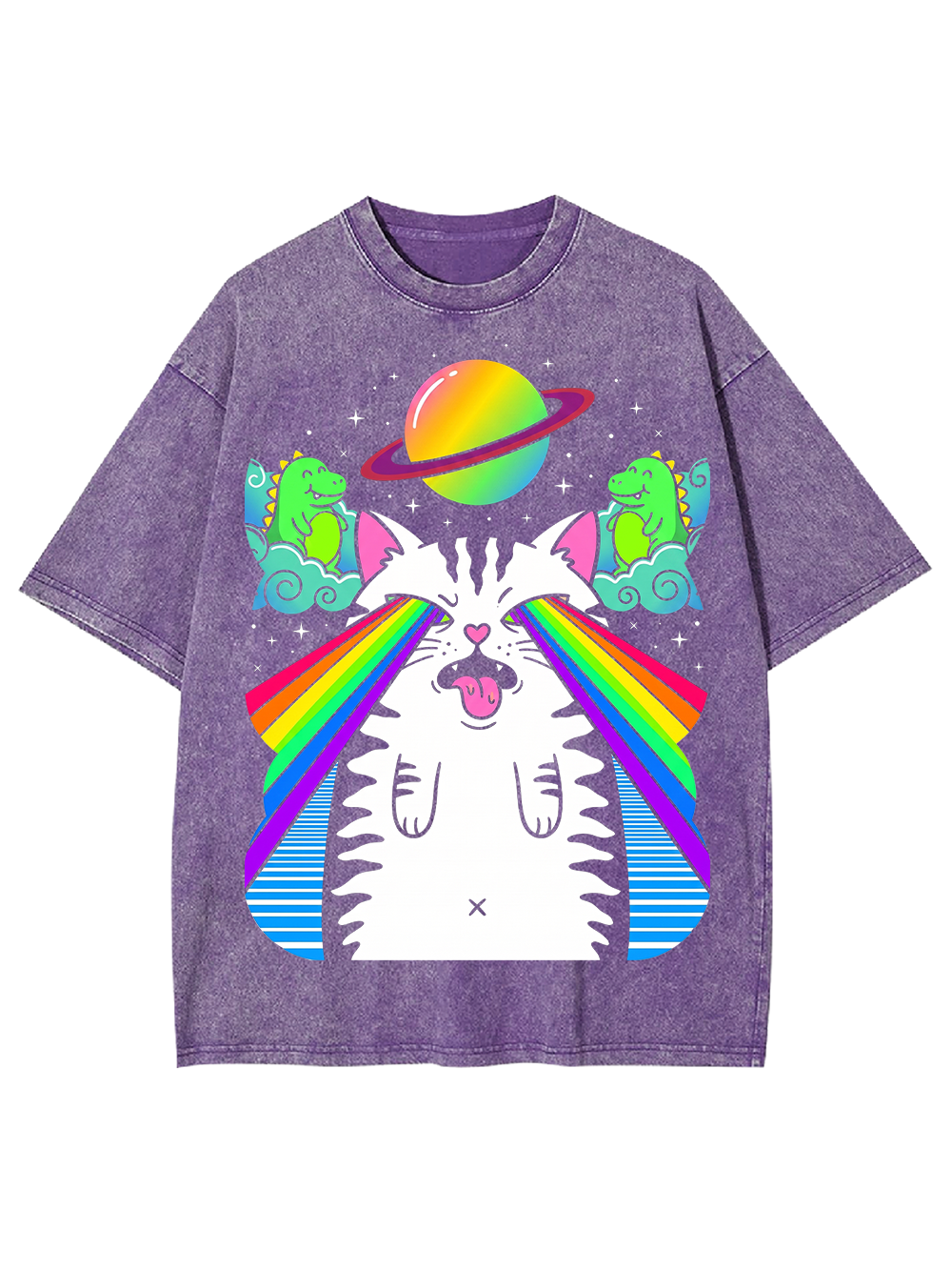 RAINBOW SPACE CAT AAA WASHED TSHIRT