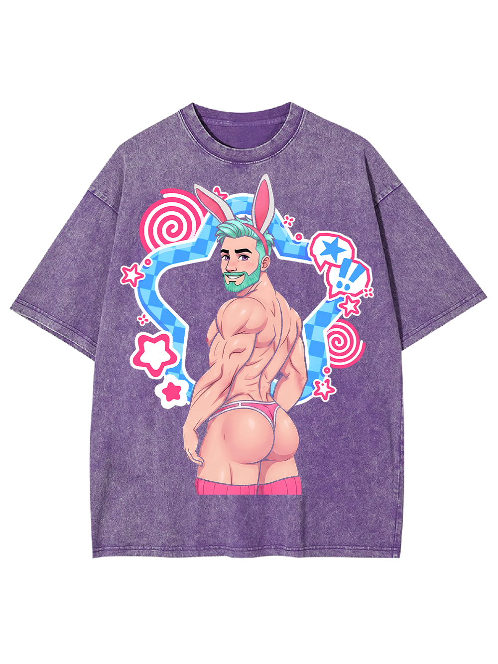 PINK BUNNY HUNK AAA WASHED TSHIRT