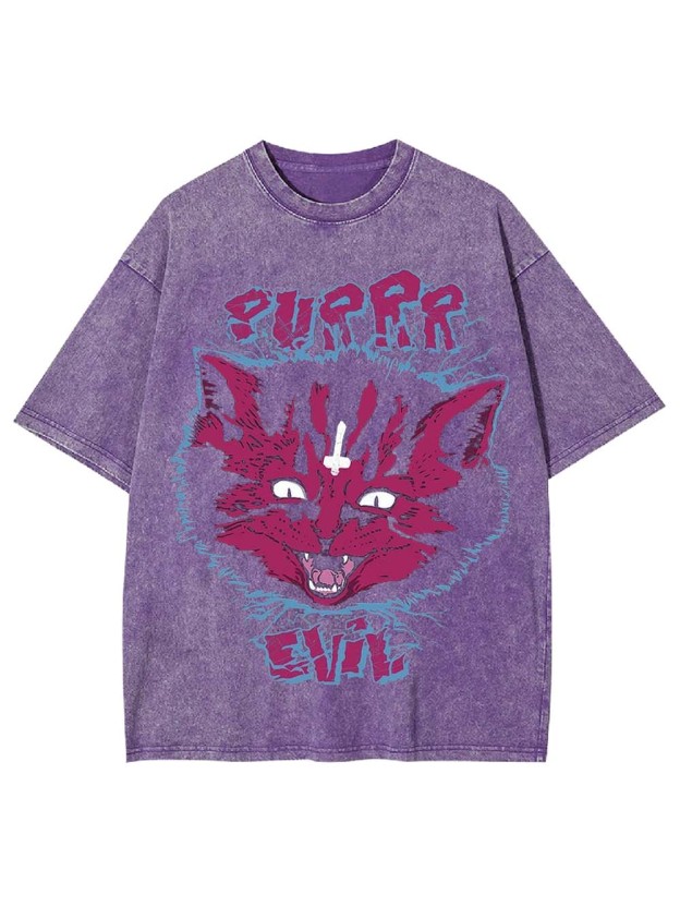 PURRR EVIL CAT WASHED TSHIRT