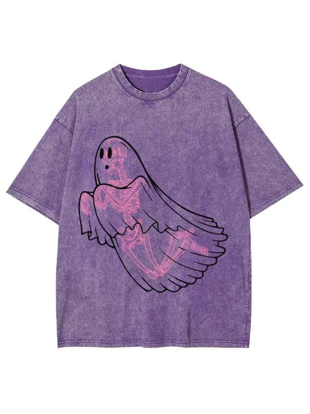 Ghostly Skeleton Veil Washed Tshirt