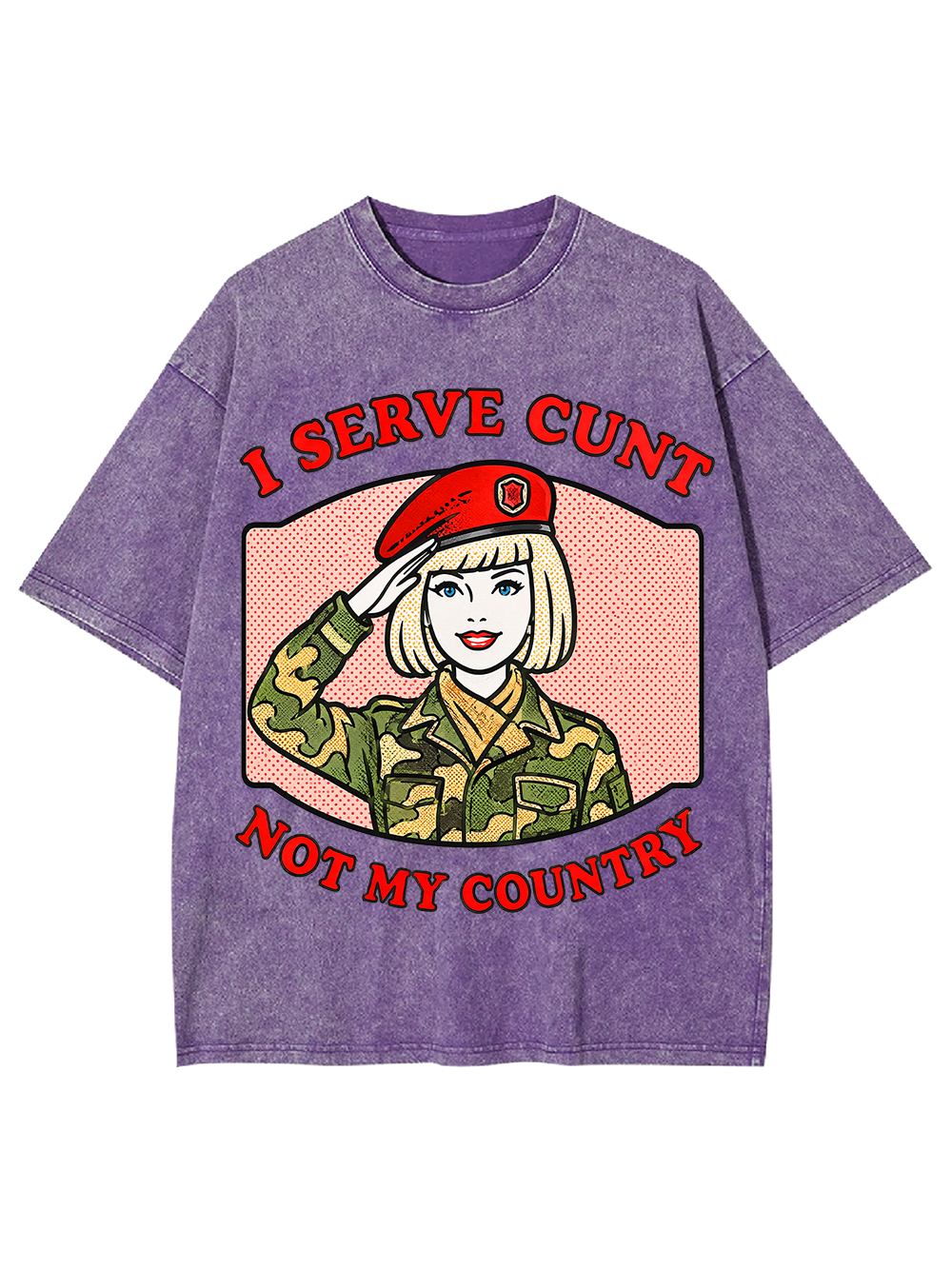 ARMY GIRL SLOGAN AAA WASHED TSHIRT