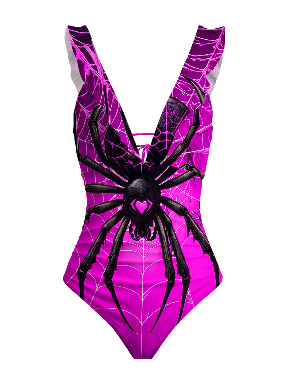PINK VENOM SPIDER V-NECK ONE PIECE SWIMSUIT