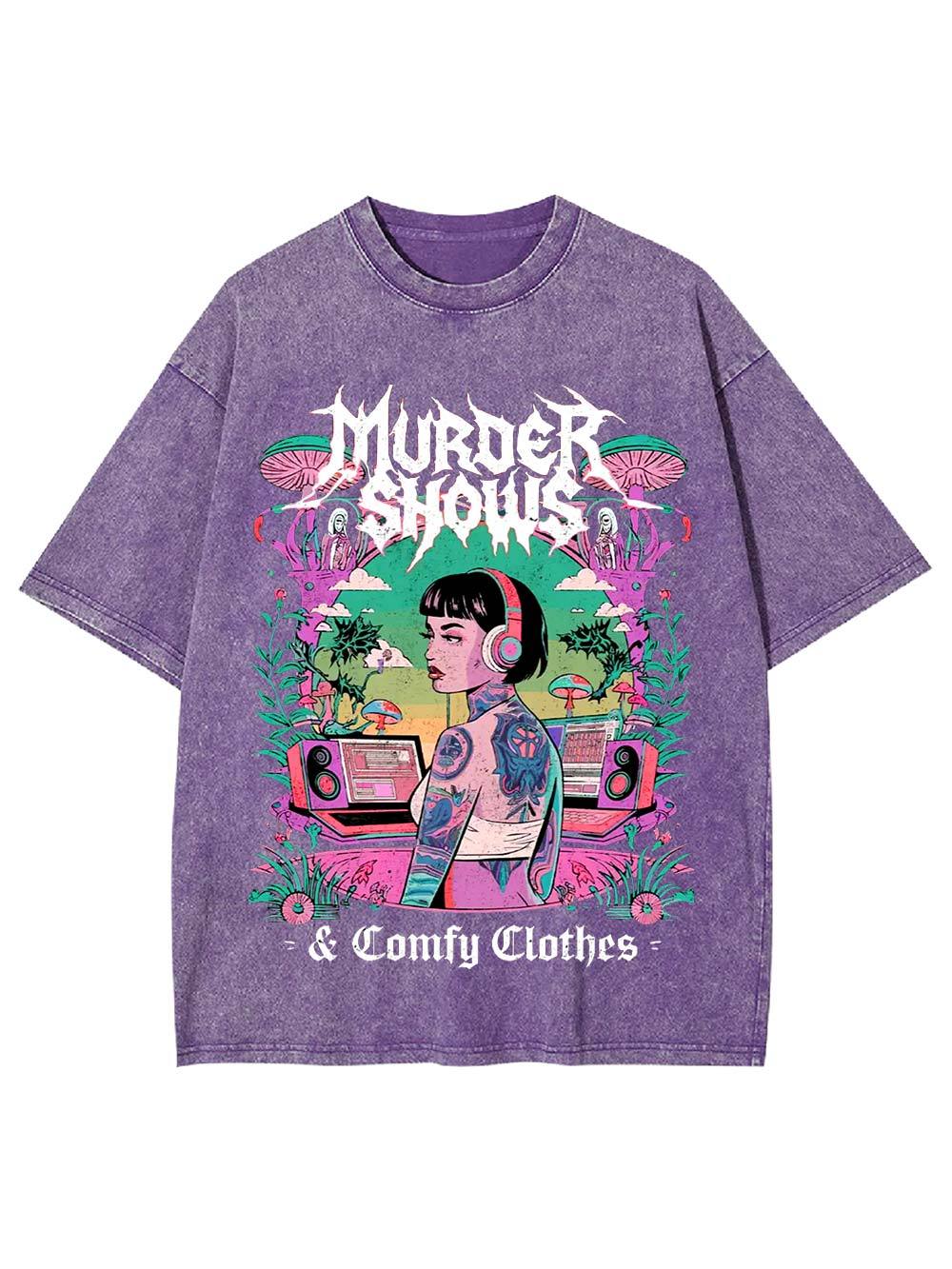 Murder Shows & Comfy Clothes Washed Tshirt