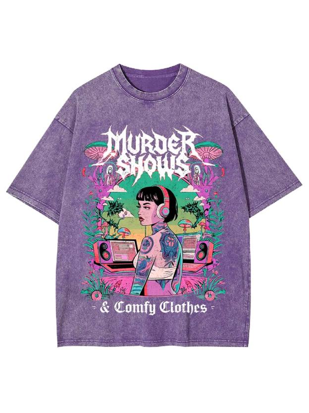 Murder Shows & Comfy Clothes Washed Tshirt