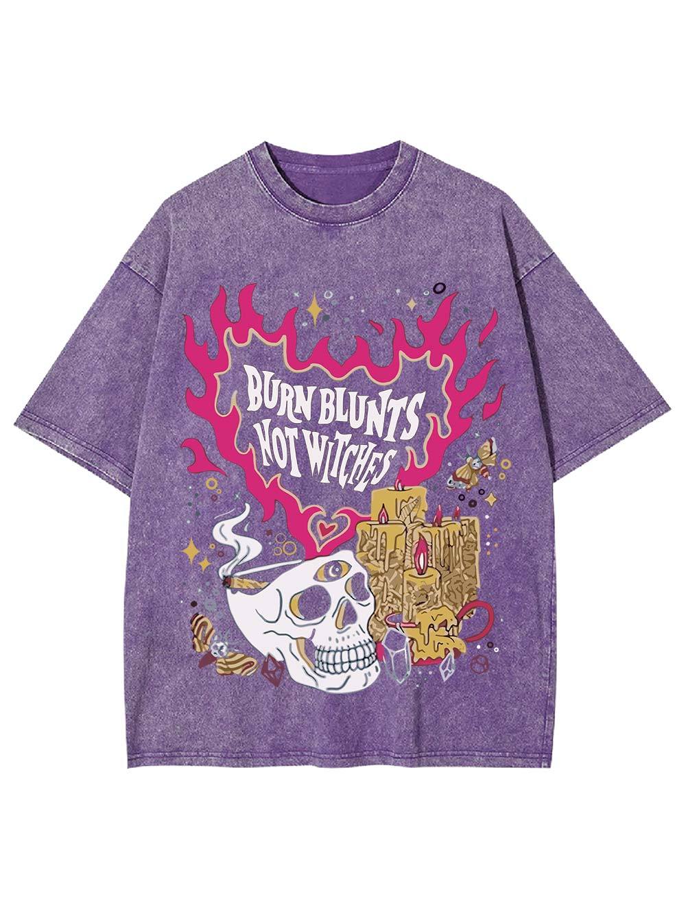 Burn Blunts Not Witches Washed Tshirt-ClassyOutlaw Sale