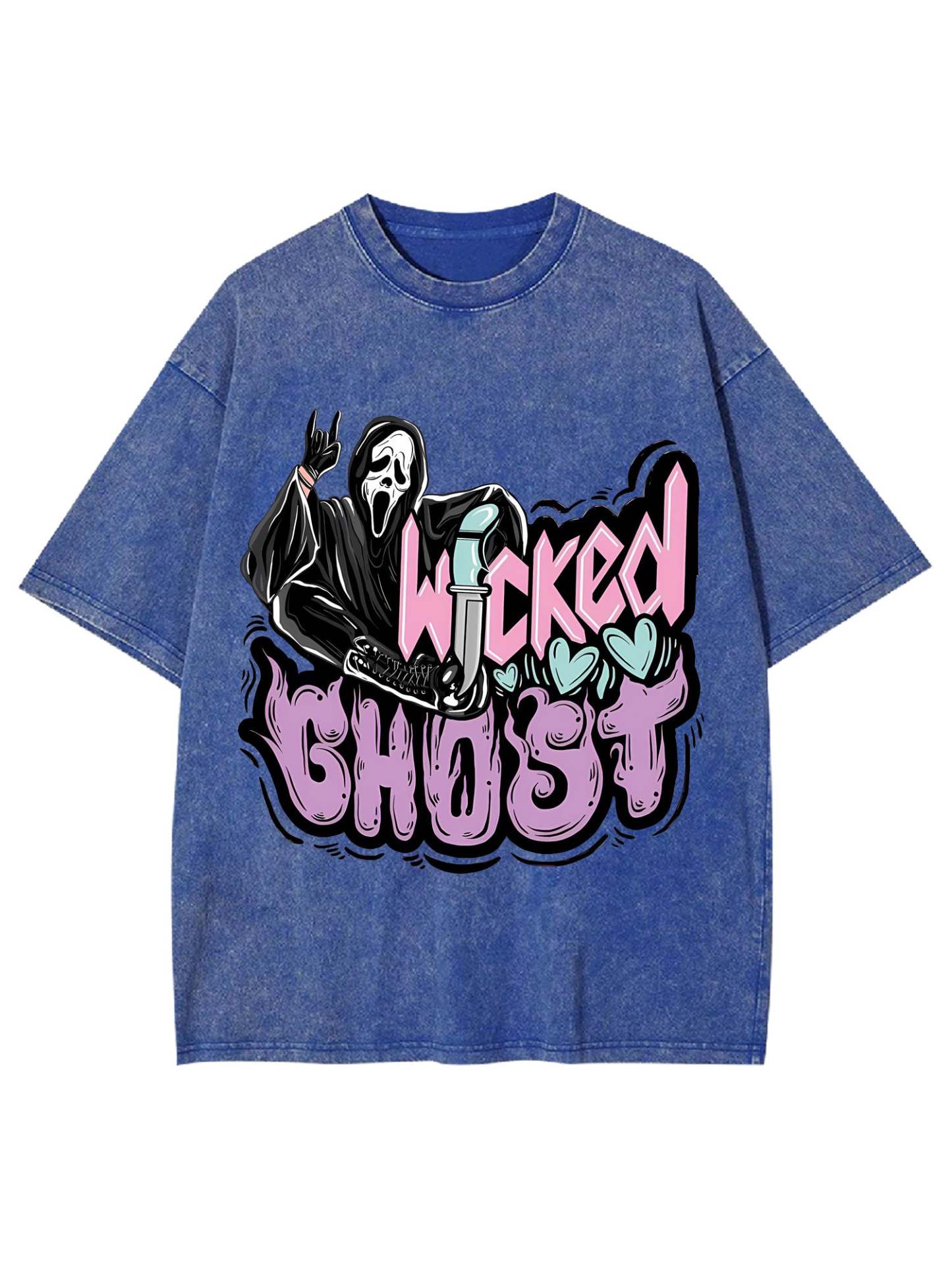 Wicked Ghost Washed Tshirt-ClassyOutlaw Sale