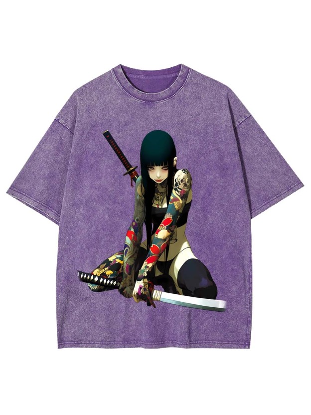 Tattooed Blade Warrior Washed Tshirt