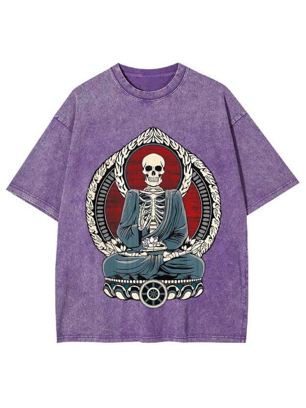 Skeleton Buddha Serenity Washed Tshirt