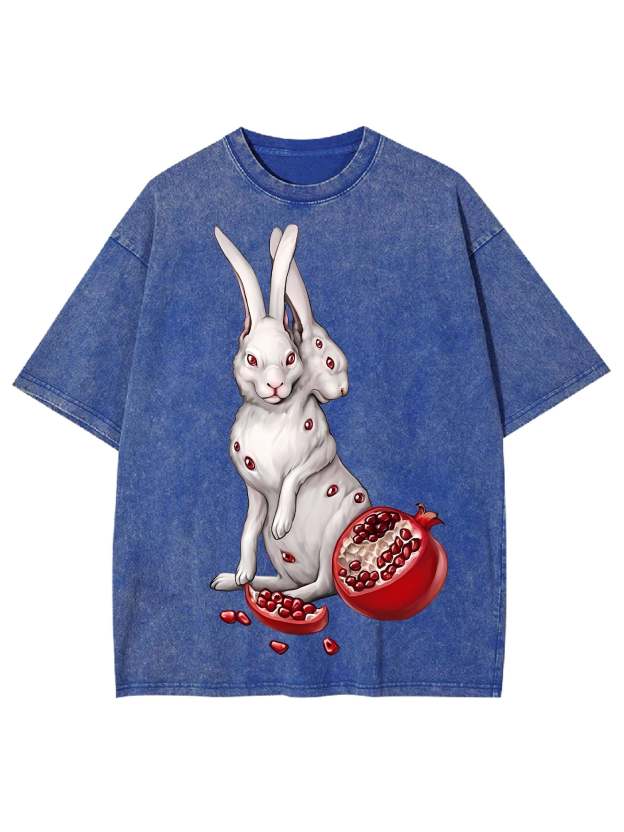 Rabbits And Pomegranate Washed Tshirt