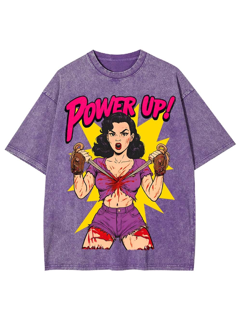 Power Up! Washed Tshirt-ClassyOutlaw Sale