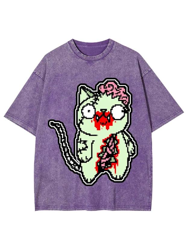 Zombie Cat Washed Tshirt