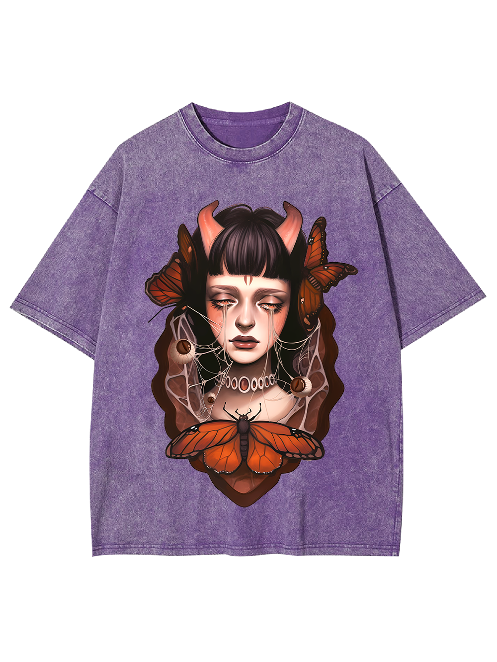 Butterfly Tears and Horns Washed Tshirt