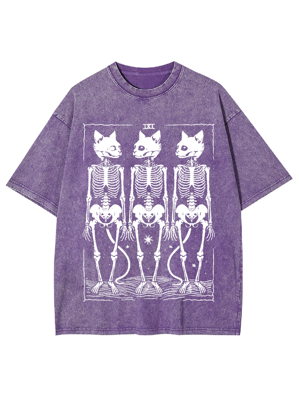 Feline Skeleton Trio Washed Tshirt