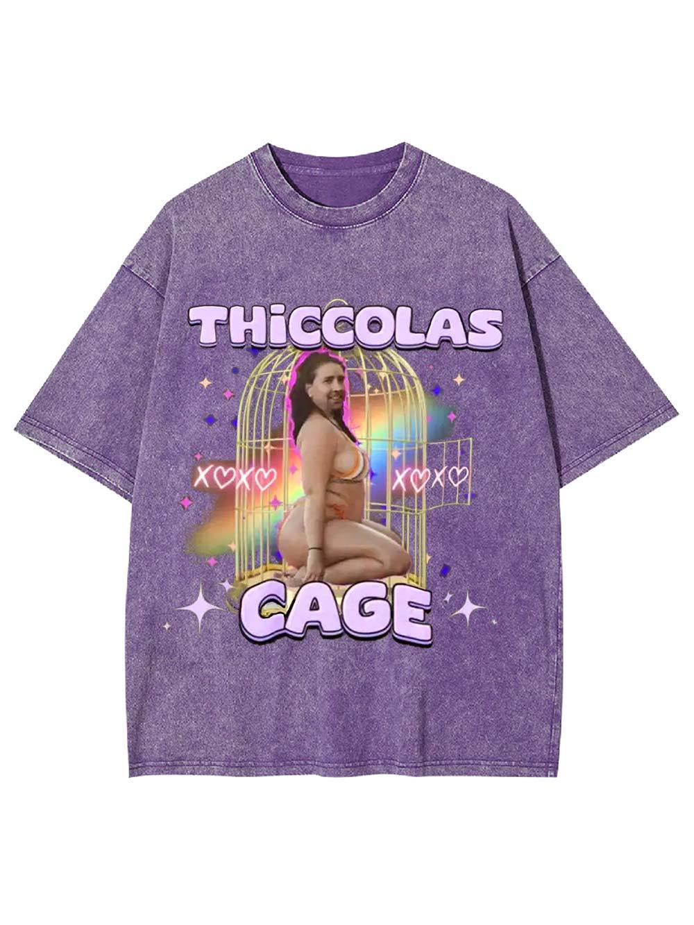 Thiccolas Cage Washed Tshirt Washed Tshirt