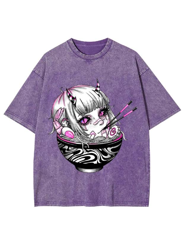 Demon in the Ramen Bowl Washed Tshirt