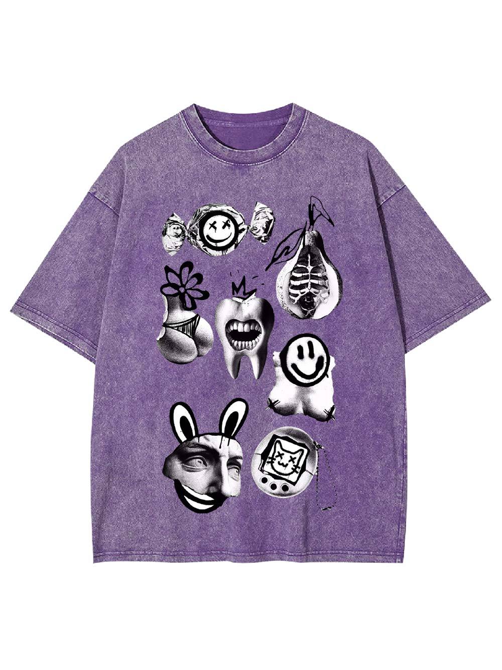 Abstract Chaos Collage Washed Tshirt